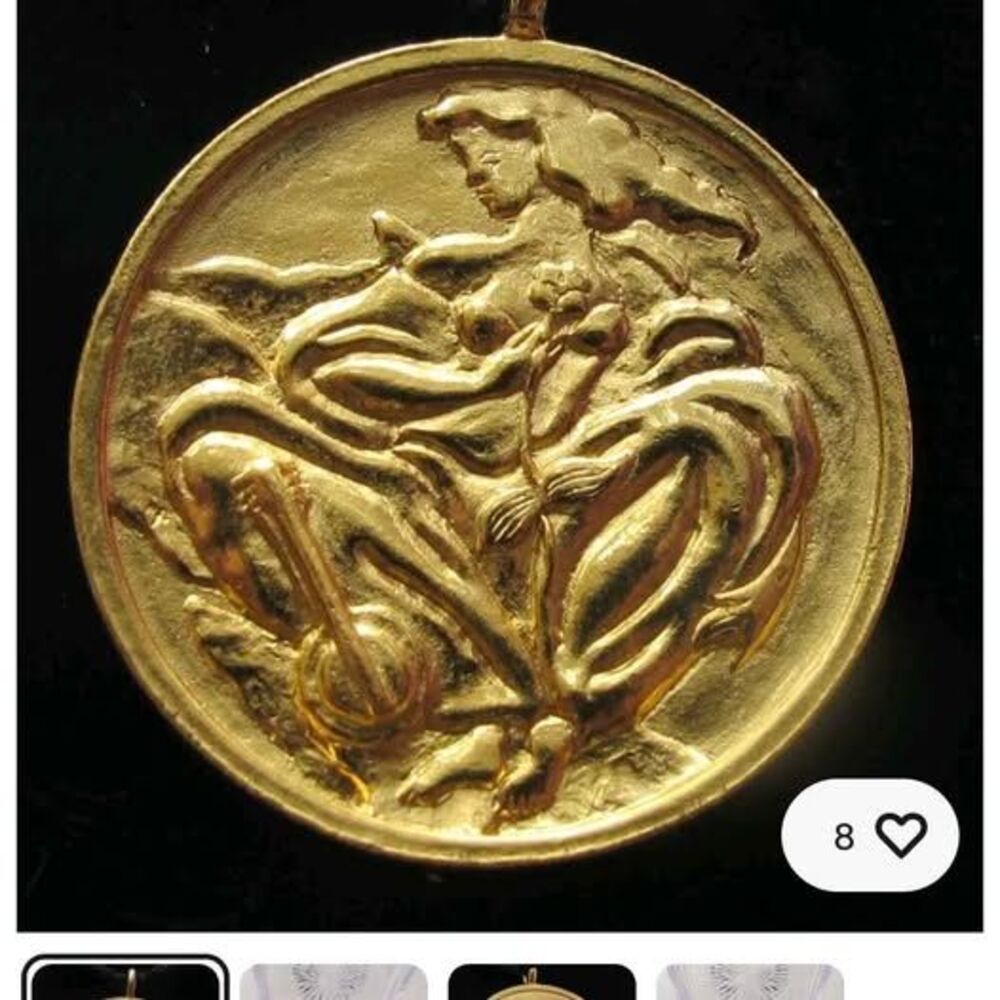 Linda Le Kinff Gold Tone Medallion Pendant